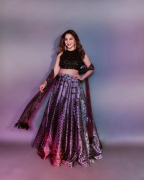 Madhuri Dixit-Nene Is A Pure Maharani Vibe With Her Stunning Lehenga : Madhuri in a stunning lehenga by Manish Malhotra. Photo Credit: www.instagram.com/MadhuriDixitNene