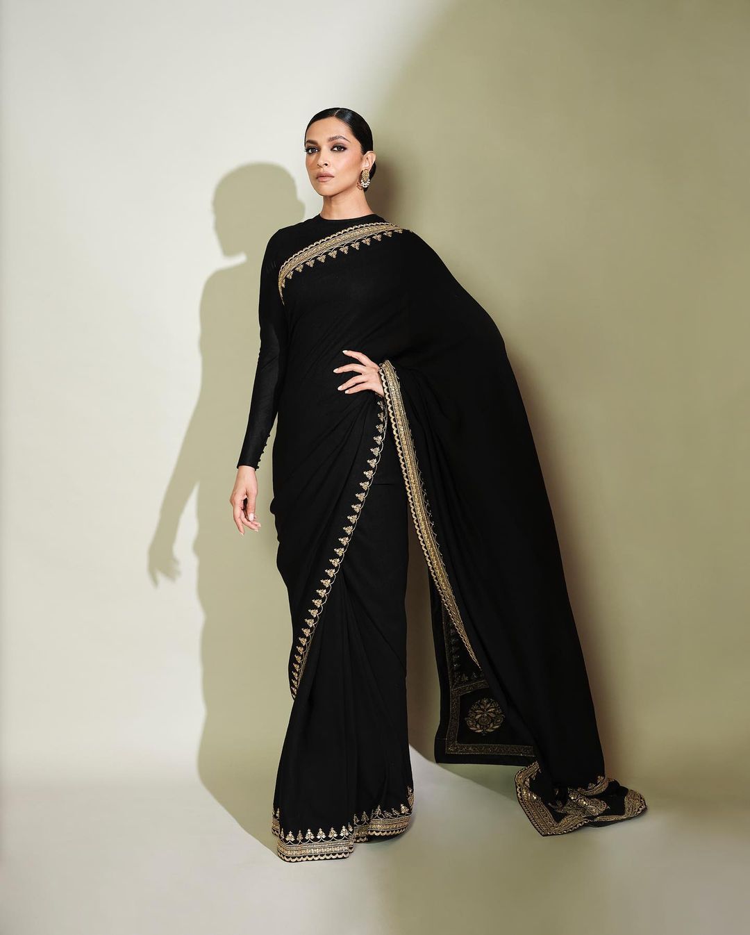 Deepika Padukone Is A Whole Mood In Striking Black Sari: Deepika Padukone. Photo Credit: www.instagram.com