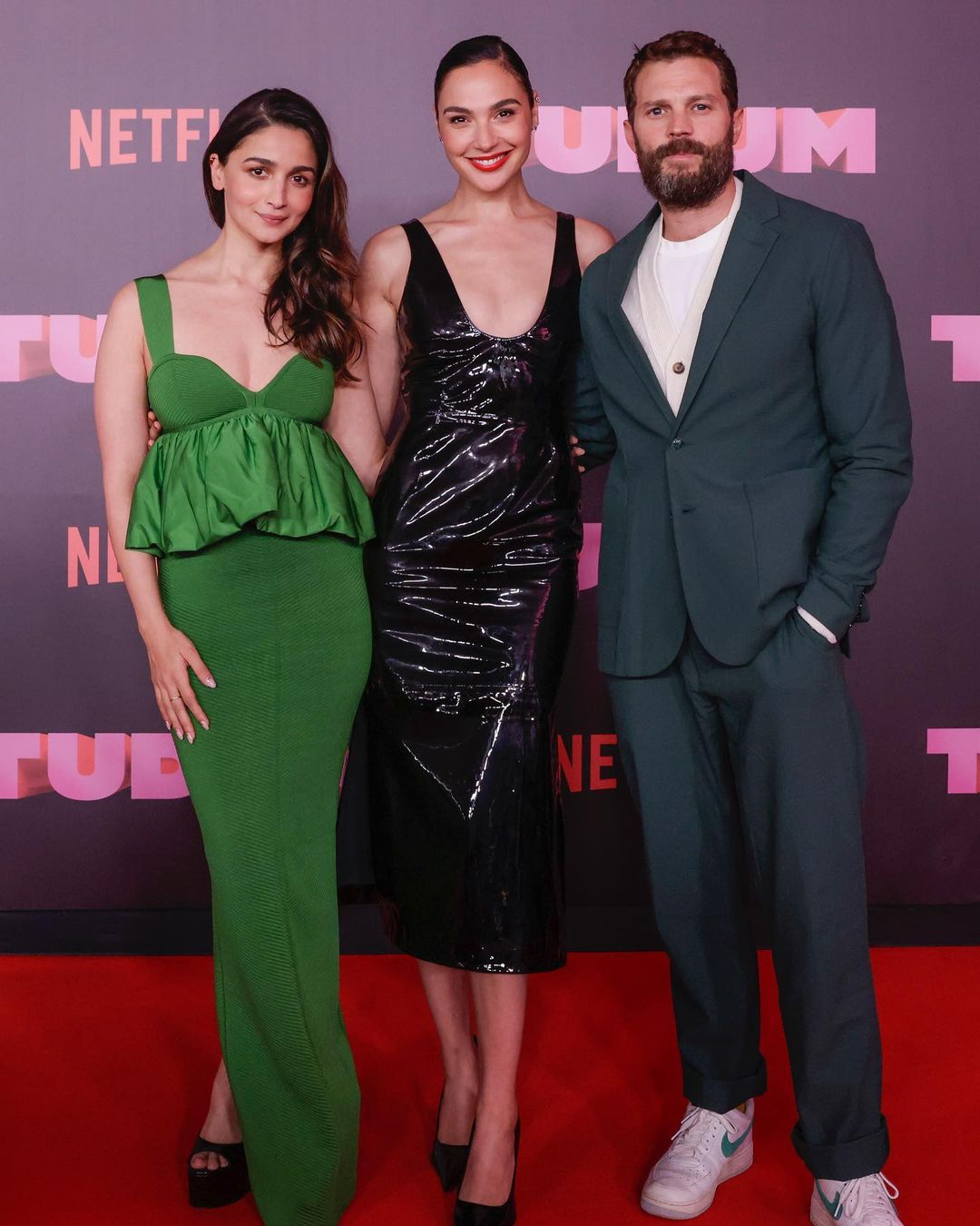Check Out Ali Bhatt's Fashion Flex During Her "Heart Of Stone" Global PR Blitz: With Gal Gadot (Left) and Jamie Dornan (right). Photo Credit: www.instagram.com