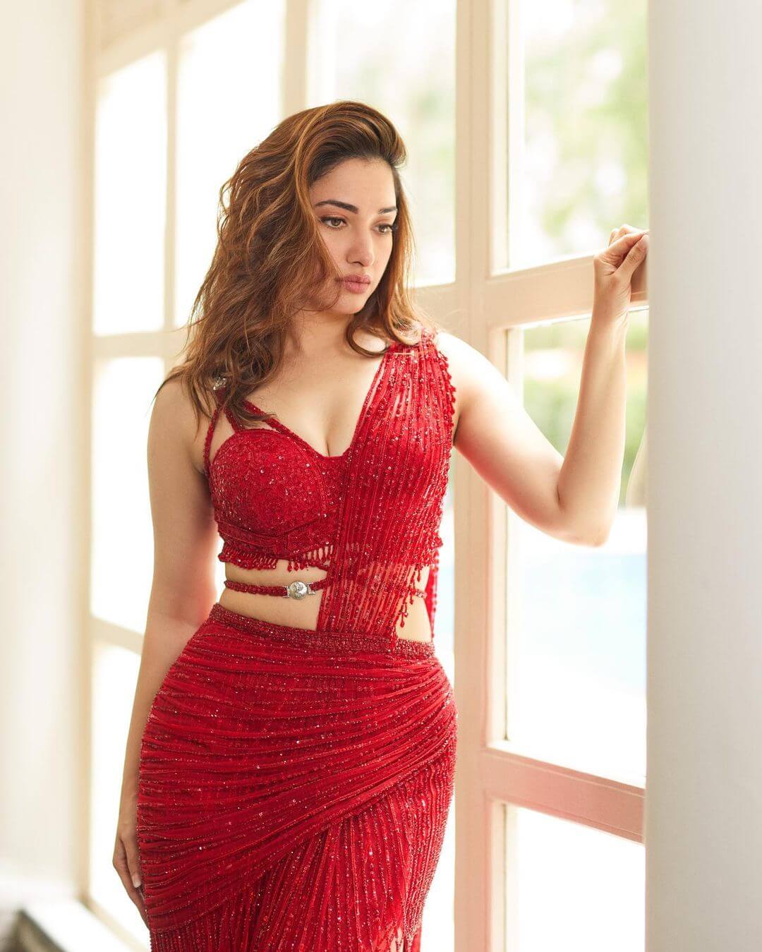 Tamannaah Bhatia Continues To Blaze The Web In Her Fab Fringe Sari: We are obsessed with the wrapped pure fringe sari. Photo Credit: www.instagram.com