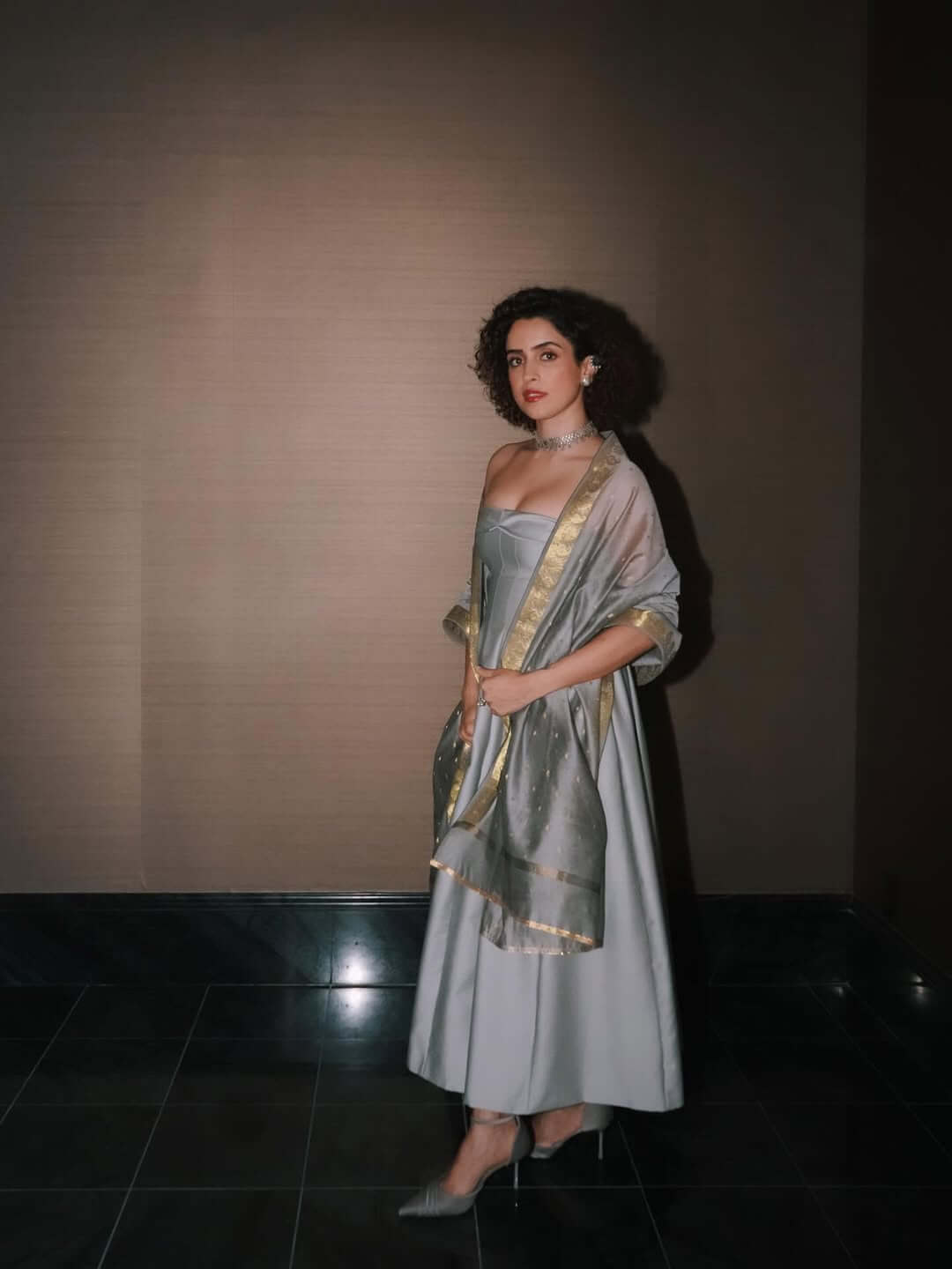 Sanya Malhotra, IG @sanyamalhotra | Outfit- @albertaferretti, Jewels - @tribebyamrapali, Footwear- @aands_official @ascend.rohank, Styled by @manishamelwani, Style team @forummmmm @iambidipto_ @stylebysmiti