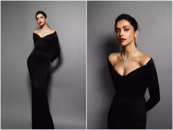 Deepika Padukone Stuns in Sultry Black Custom Louis Vuitton Gown