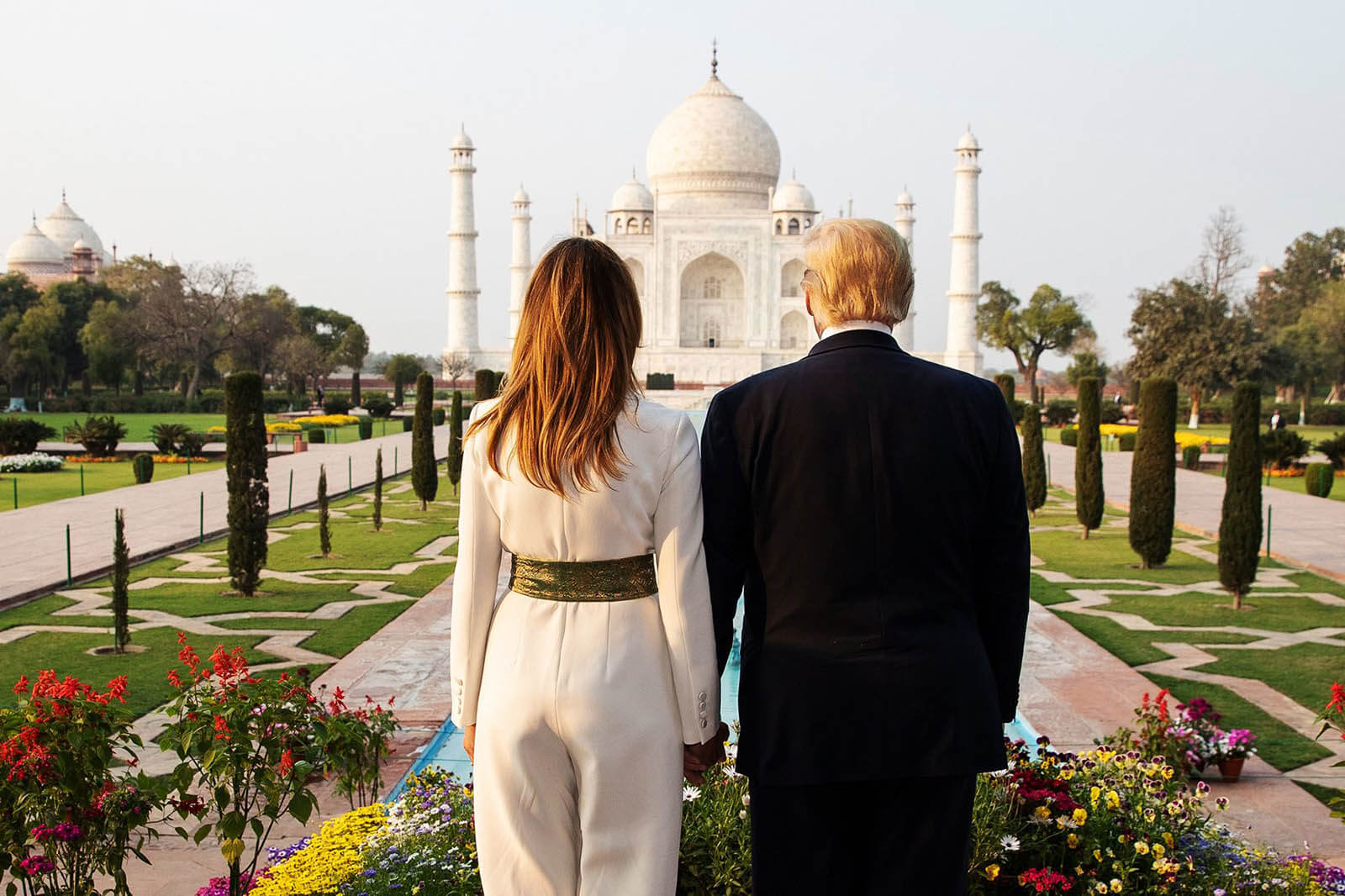 Namaste Trump: Donald and Melania Trump at the Taj Mahal. 