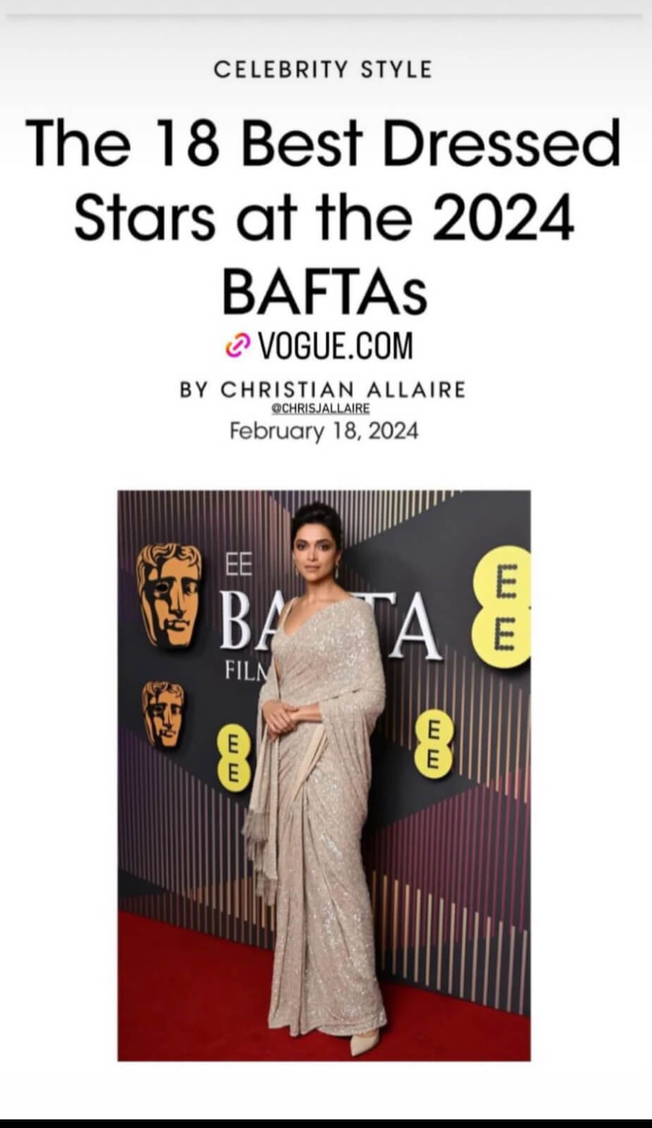Deepika Padukone Shines At The BAFTA Awards