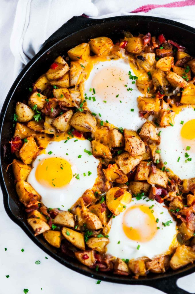 Sick Of Your Omelette? Check Out These Delish Desi Breakfast Recipes Right Here:: Spicy One-pan Hash Browns and Eggs. Photo Credit: https://www.aberdeenskitchen.com