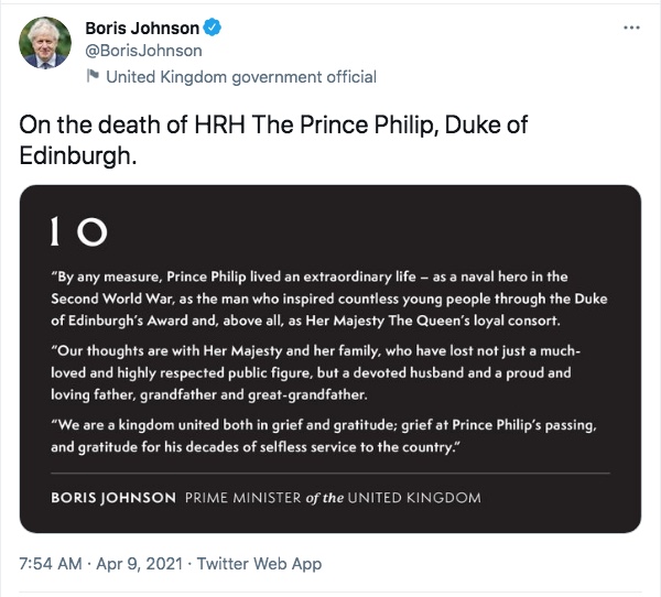 The World Mourns the Passing Of HRH Prince Philip, Duke Of Edinburgh 