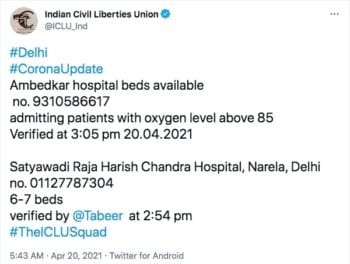 India Is Running Out Of Oxygen As The Country Collapses Under COVID-19: Pleas for help filling up the newsfeeds. Photo Credit: www.twitter.com