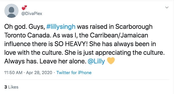 The "WTF?!" Reactions To Lilly Singh's Badgyal Video: There were some who supported her appreciation for the Caribbean/Jamaican culture. Photo Credit: www.twitter.com