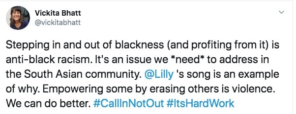 The "WTF?!" Reactions To Lilly Singh and her Badgyal Video: Some found it doubly offensive that someone from a culture that holds anti-black racism would have no problem borrowing from it. Photo Credit: www.twitter.com
