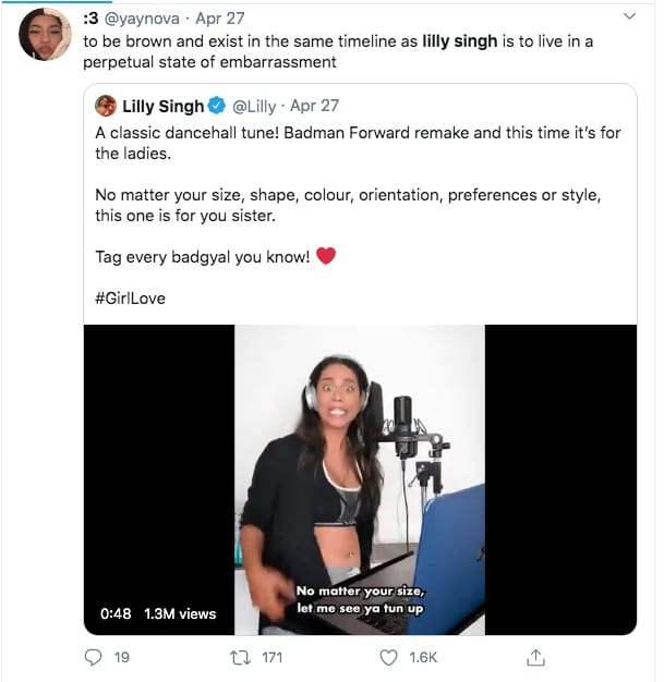 The "WTF?!" Reactions To Lilly Singh's Badgyal Video: There were countless threads hosting intense discussions on her cultural appropriation. Photo Credit: www.twitter.com