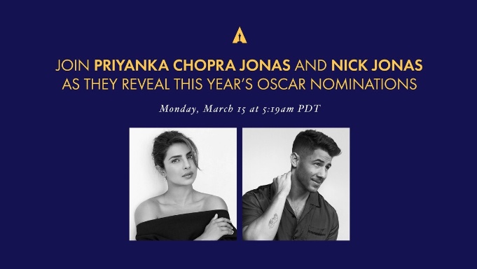 Nick Jonas & Priyanka Chopra Jonas Announce Oscar Noms, Check Out The Full List Here: The celeb couple making the official Oscar announcements direct from London