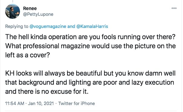 What Is Up With That Kamala Harris' Vogue Cover: The backlash. Photo Credit: www.twitter.com