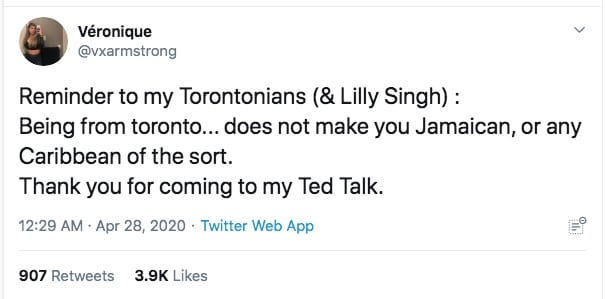 The "WTF?!" Reactions To Lilly Singh's Badgyal Video: There were some who supported her appreciation for the Caribbean/Jamaican culture. Photo Credit: www.twitter.com